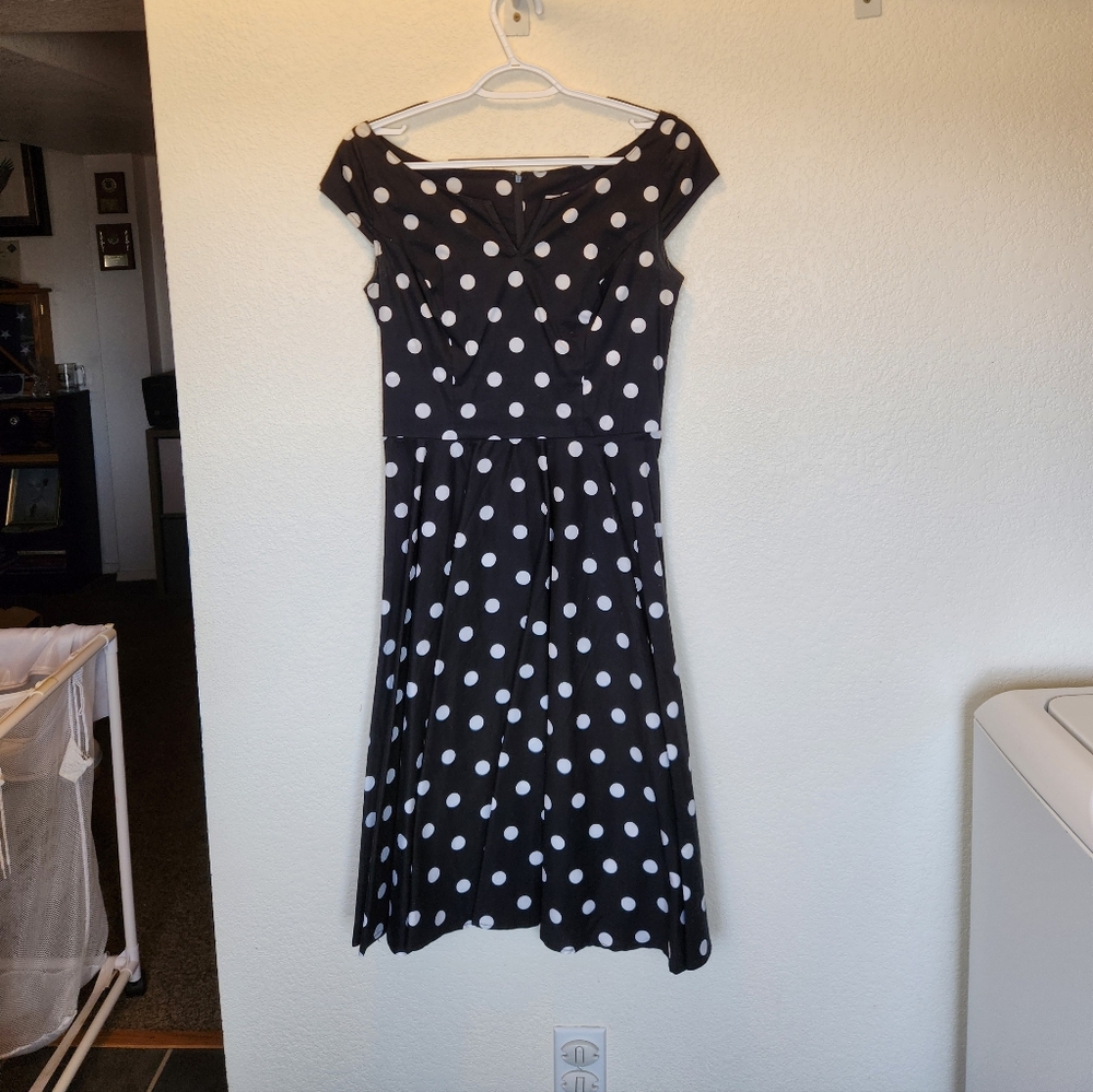 Hell Bunny Vixen retro polka dot Dress Sz S